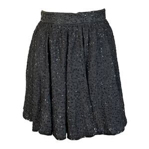 Vintage NWT Silk Black Beaded Skater Mini Skirt Size Small